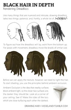 the instructions for how to do black hair in different styles and colors, including dreadlocks
