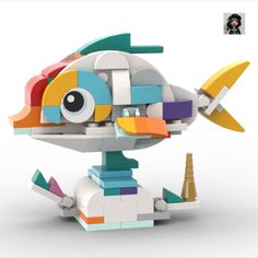 an image of a lego bird that is made out of different colored blocks and pieces