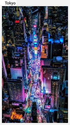 an aerial view of new york city at night