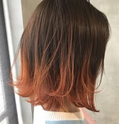 Orange Tips On Brown Hair, Faded Dyed Hair, Ginger Tips Hair, Dye Hair Ends, Ginger Ends, Brown Fox Hair, Dyed Ends Hair, Orange Hair Dye On Brown Hair, Brown To Orange Hair
