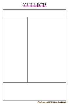 Printable Blank Cornell Notes Template PDF