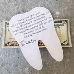 Mini note from the Tooth Fairy. You lost your first tooth! And it's a beautiful pearly white that I'm excited to add to my collection. Thank you so much for leaving it for me. I left you a little surprise since you gave me such a nice tooth. Keep up the good work! Love, The Tooth Fairy