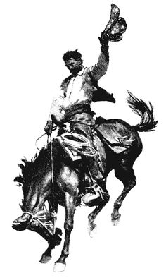 a drawing of a man riding on the back of a horse holding a glove in his hand
