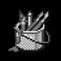 a pixelated image of a coffee cup with spoons in it's holder