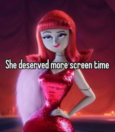 a cartoon character with red hair and an angel wings, says she deserved more screen time