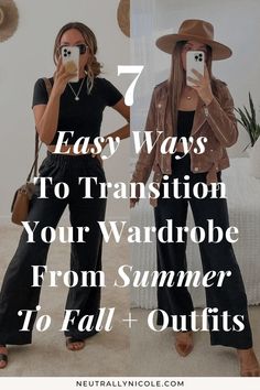 7 Easy Ways to Transition Your Wardrobe From Summer to Fall Summer Fall Transition Outfit 2024, Warm Weather Fall Outfits 2024, Fall Outfit For Warm Weather, Summer To Fall Transition Outfits Casual, Summer Autumn Transition Outfit, Transitional Dressing Summer To Fall, Fall Season Transition Ideas, How To Transition Wardrobe Seasons, Fall Transition Outfits Casual