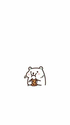 a drawing of a bear holding a piece of food