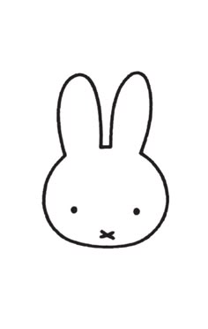 a black and white drawing of a rabbit face