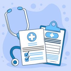 a clipboard with a stethoscope next to it and a medical record