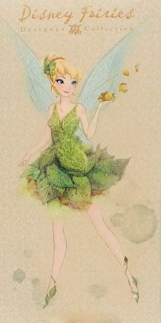 the disney princess tinkerbell fairy is flying through the air with her green dress