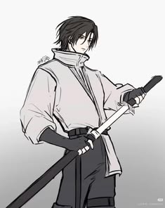 an anime character holding two swords in his hands