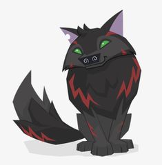 a black cat with green eyes sitting down