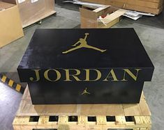 the jordan box is sitting on top of pallets
