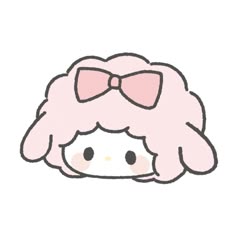 a drawing of a girl with pink hair and a bow on it's head