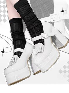 The price is for a pair of shoes only, others are not included.  Garment Size   	 		 			Size 			34 			35 			36 			37 			38 			39 			40 		 		 			Foot Length 			22 			22.5 			23 			23.5 			24 			24.5 			25 		 		 			Heel 			12 			12 			12 			12 			12 			12 			12 White Mary Janes With Ankle And Heel Straps, White Maryjane, White Mary Janes Platform, White Platform Heels With Bow, White High-heeled Boots With Bows, White Mary Jane Platform Heels, White High Heel Mary Janes With Heel Strap, Kawaii Platform Heels, Goth Shoes