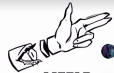 a drawing of a hand holding a pen with the word aria above it and an image of a person's finger pointing at something