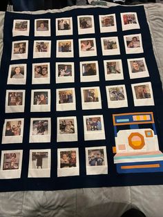 a quilted blanket with multiple pictures on it