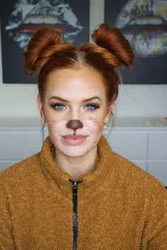 HALLOWEEN MAKEUP LOOK: Bear Pretty Bear Makeup, Teddy Bear Makeup Kids, Bear Costume Face Makeup, Bear Makeup Women, Dog Face Make Up, Bear Costume For Women, Women Bear Costume, Adult Teddy Bear Costume, Otter Face Paint Easy