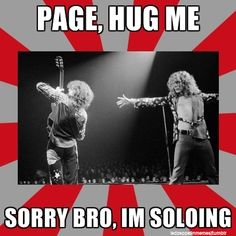 an image of two people on stage with the caption page hug me sorry bro, i'm soloing
