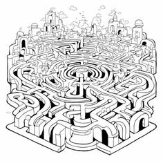 a black and white drawing of a maze