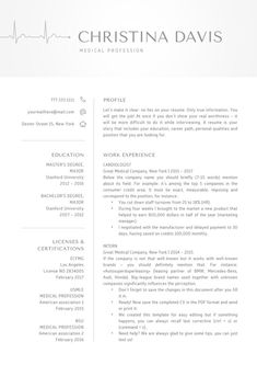 a professional resume template for medical professionals, with an image of a heartbeat on it