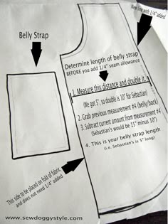 sewing instructions for a dress on a piece of paper