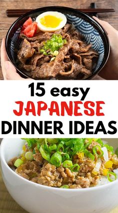 japanese dinner ideas with text overlay that reads 15 easy japanese dinner ideas