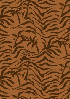 a brown background with palm trees and waves
