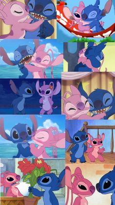 stitch and stitch characters in different stages of being together, with the caption's saying