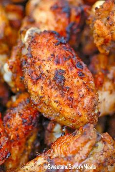 close up view of chicken wings that have been fried