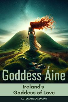 the cover for goddess's mine, featuring a woman standing on top of a hill