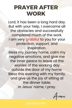 the prayer for prayer after work