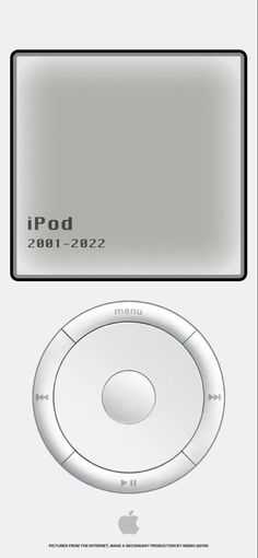an apple ipod is shown in front of a white background with the words ipod on it