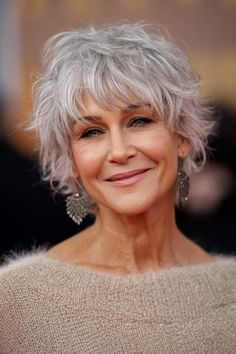 Feathery Hairstyles, Haircuts Fine Wavy Hair, Hair For Older Women Over 50, Grey Hairstyles, Hair With Bangs Over 50, 50 Hairstyles, Rachel Welch Hairstyles, Curly Shag Haircut Short, Hairstyle For Women Over 50