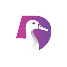 a duck logo with the letter d in it's beak and an image of a goose