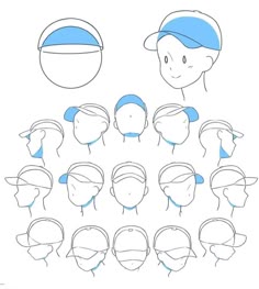 how to draw the head and shoulders of an anime character with different facial expressions for each face