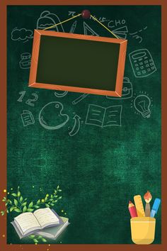 an image of a chalkboard with school supplies on it