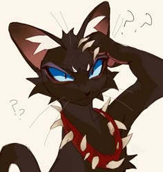 a black cat with blue eyes sitting down