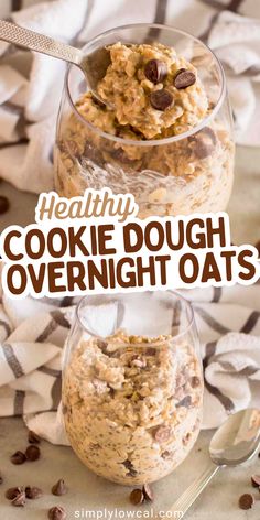 Love a sweet and healthy breakfast? These cookie dough overnight oats are quick, easy, and low-calorie—one of our favorite healthy breakfast recipes. Perfect for meal prep on a budget with old-fashioned oats, chia seeds, peanut butter, and chocolate chips. #makeaheadmeals #mealprepfortheweek #breakfastmealprep Kos Oats, Healthy Overnight Breakfast Ideas, Sugar Free Overnight Oats Recipe, No Fruit Overnight Oats, Low Calorie Recipes Breakfast Easy, Easy Low Cal Meal Prep, Ready To Eat Breakfast Ideas, Overnight Oats Low Cal, Low Cholesterol Breakfast Meal Prep