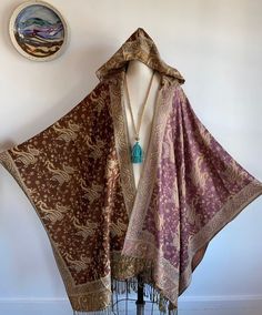 Hippie Cloak, Bohemian Hooded Cape For Outdoor, Oversized Bohemian Festival Cape, Luxury Bohemian Silk Shawl, Bohemian One-size Festival Cape, Bohemian Hooded Cape One Size, Crescent Moon Shawl, Oversized Brown Bohemian Cape, Brown Bohemian Cape Outerwear