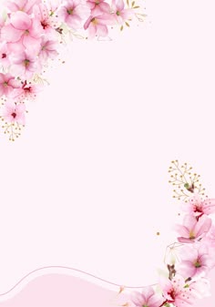 a pink background with flowers on it