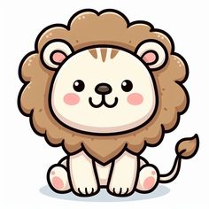 a cartoon lion sitting down with its eyes closed and one paw in the air,