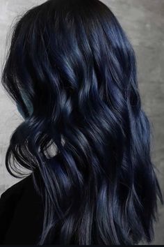20 Winter Hair Color Ideas Raven Hair Color, Black Blue Hair Color Dark, Midnight Blue Black Hair Color, Midnight Dark Blue Hair, Dark Navy Blue Hair, Dark Blue Hair Color, Black Blue Hair, Blue Balayage, Blue Black Hair Color
