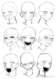 an image of various facial expressions drawn in pencil
