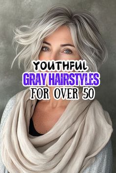 Youthful gray hairstyles for women over 50 prove that embracing your natural beauty can be both stylish and empowering. From sleek pixie cuts to voluminous layered bobs, these hairstyles highlight the elegance of gray hair while maintaining a fresh and modern look. Add soft waves, chic bangs, or textured layers to enhance movement and dimension. Whether you prefer a short, cropped style or a mid-length cut, these options bring out the vibrancy and confidence that come with age. Celebrate your silver strands with these timeless and flattering hairstyles! Grey Hair Color Styles, Trendy Grey Hairstyles, Cool Haircuts For Grey Hair, Gray Hair Yellowing, Naturally Gray Hair, 2025 Gray Hair Trends, Types Of Gray Hair, Silver Hair Cuts, Incorporating Gray Hair