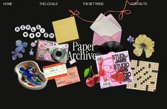 an image of a website page with various items on it and the title'paper archive '