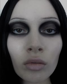 Dark Eye Looks, Black Smudge Makeup, Dark Alternative Makeup, Smokey Goth Makeup, Heavy Dark Makeup, Dark Glam, Clean Goth Makeup, Nosferatu Inspired Makeup, Goth Black Eyeshadow