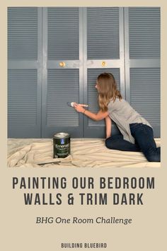 Master bedroom makeover with a moody blue wall and trim color - Outerspace by Sherwin Williams | Building Bluebird #orcbhg #orc #oneroomchallenge #sw6251 #swcolorlove #paint Sw Dark Night Bedroom, Moody Blue Sherwin Williams Bedroom, Duke Gray Magnolia Paint Bedroom, Sherwin Williams Moody Blue Bathroom, Nocturne Shade Behr Bedroom, Sherwin Williams Night Owl Bedroom, Sw Moody Blue Paint, Moody Blue Bedroom Paint, Dark Paint Primary Bedroom