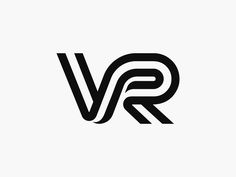 the letter vr is black and white
