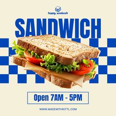a sandwich with lettuce, tomato and cheese on it is featured in this ad